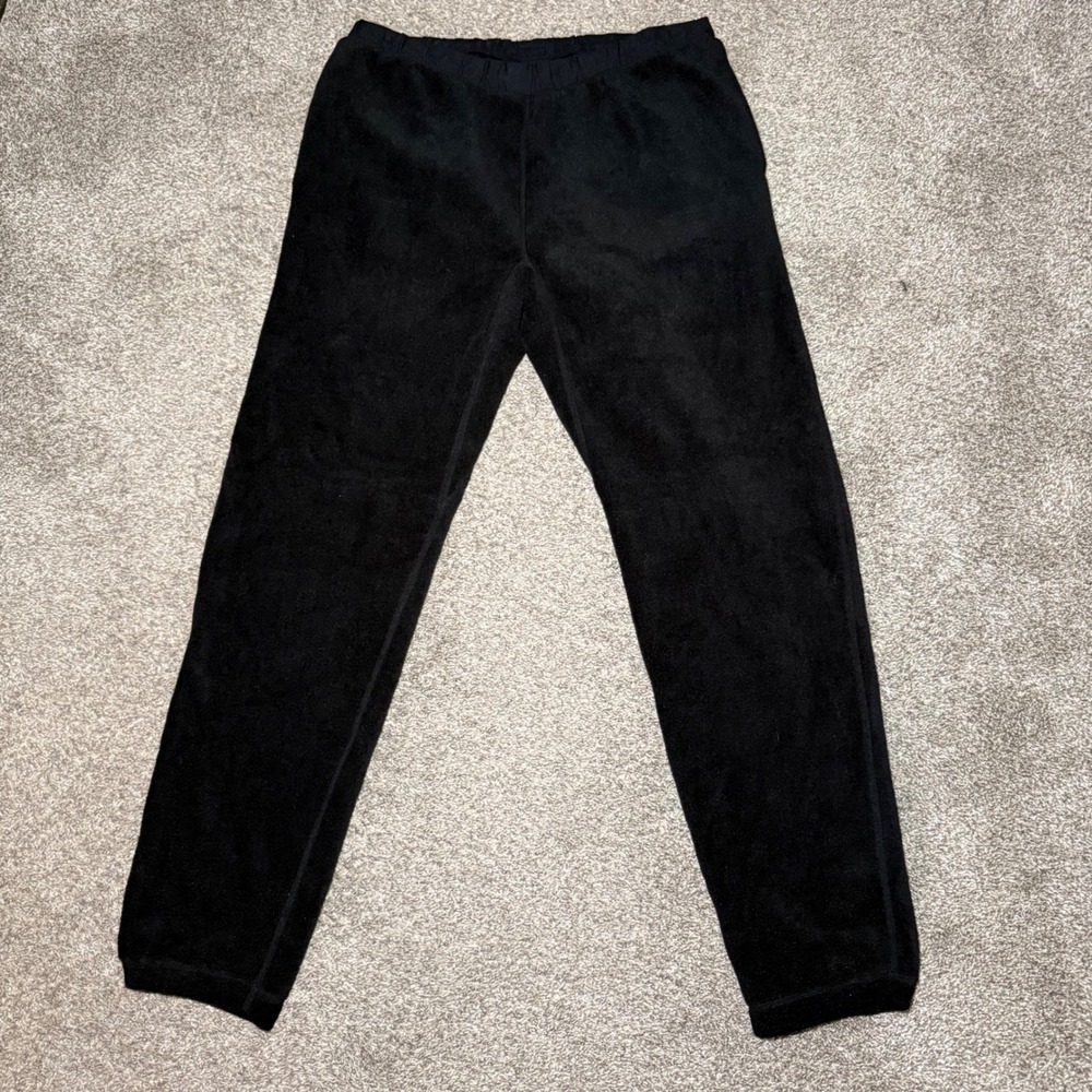 Vintage REI Mens Black Fleece Pants Elastic Waist Outdoor Hiking XXL
